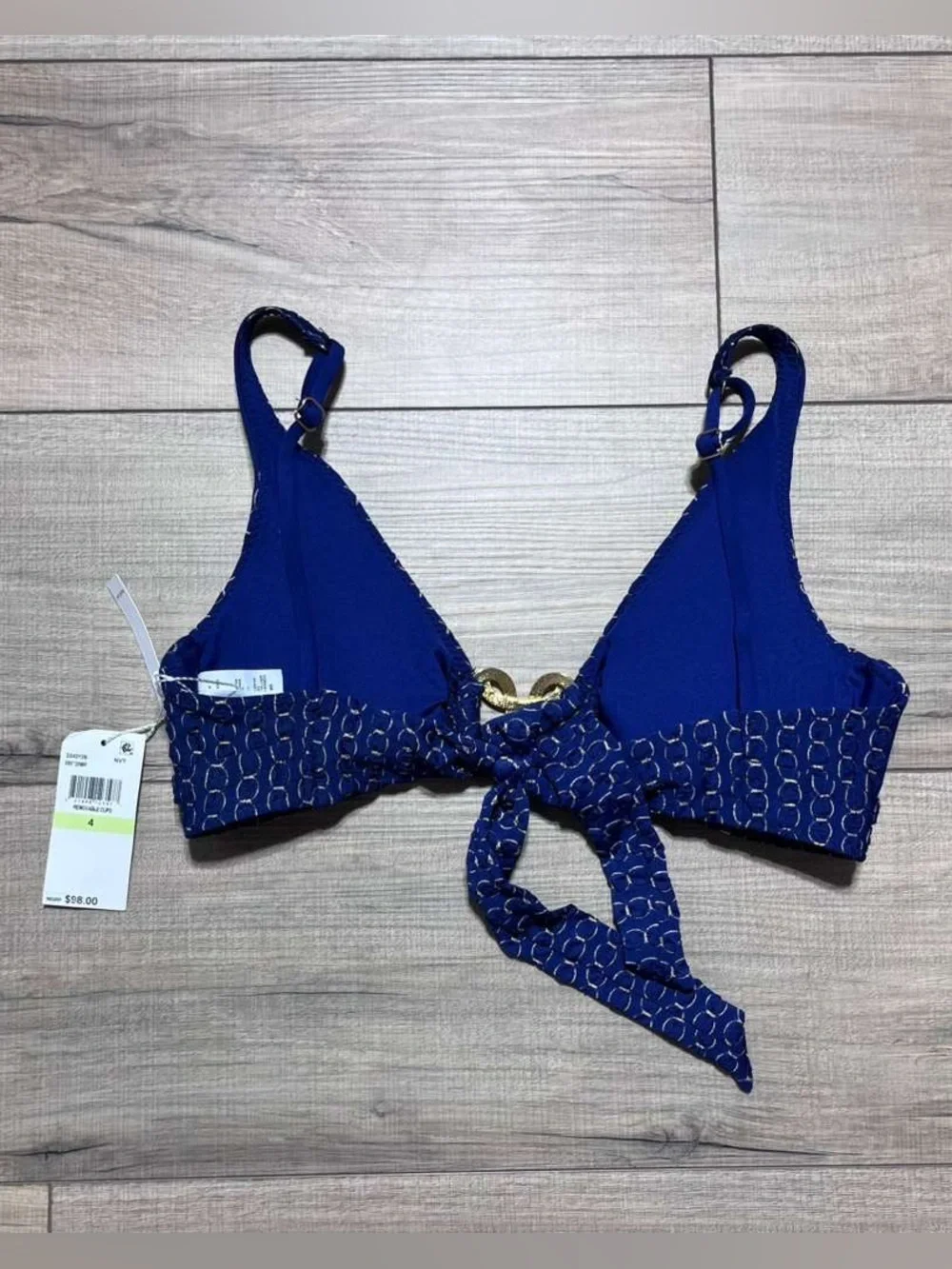 Trina Turk Swim And Spa Collection Bikini Top With Gold Center Accent Size 4